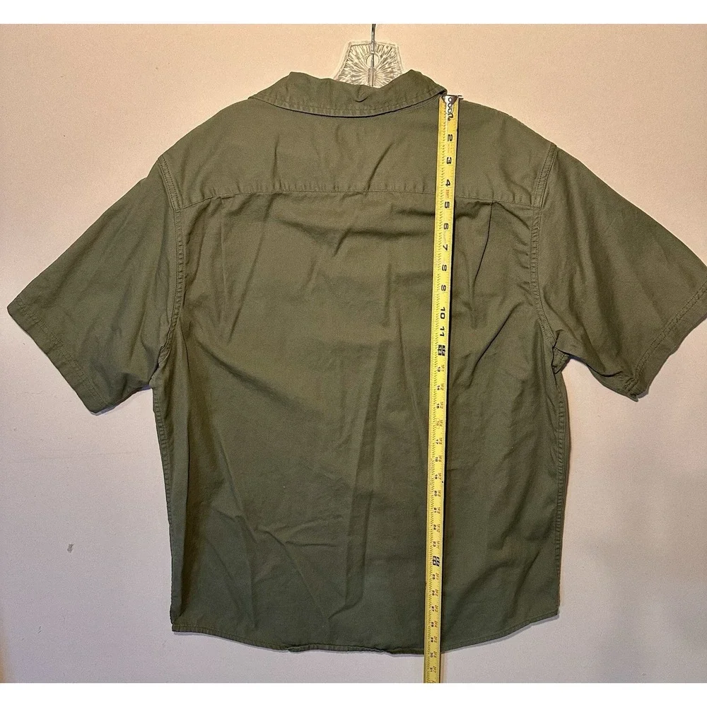 Wrangler Men Shirt Large Green Cotton Blend Short Sleeve Button Down Casual Fit - Picture 6 of 9